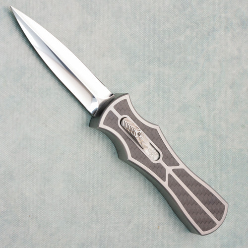 Burn Knives Paul Panak Custom Palm Viper D/A OTF Auto Steel Handle w/ 3K Twill Carbon Fiber Inlays Hollow Ground 154CM Blade (Pre-owned)