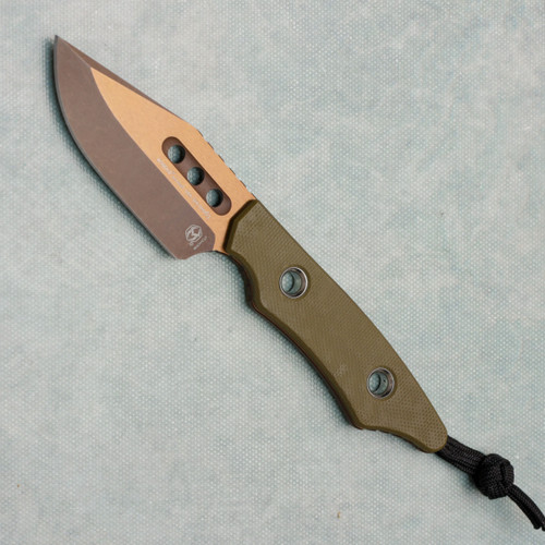 Heretic Knives Kobold Bowie Fixed Blade OD Green G10 Handle Bronze Standard Blade H065-7A-OD-G10 (Pre-owned)