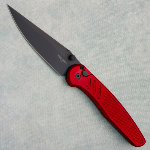 Pro-Tech Avalon Button Lock Knurled Red Handle DLC Blade PN1103-RED