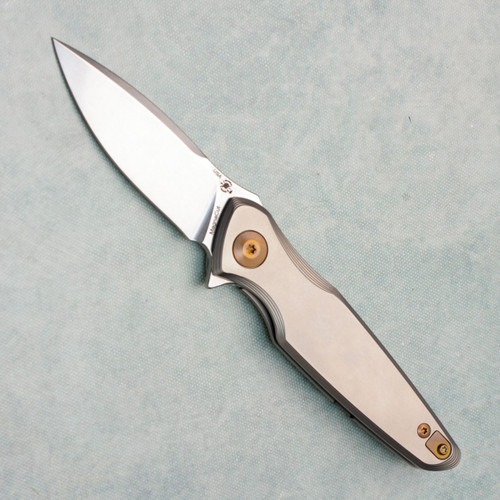 Spartan Blades Pandia Flipper Titanium Handle Stonewash Blade Bronze Accents SF16SWBZ