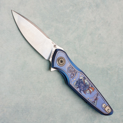 Spartan Blades Pandia Flipper Ronin Five Rings Water Titanium Handle Stonewash Blade
