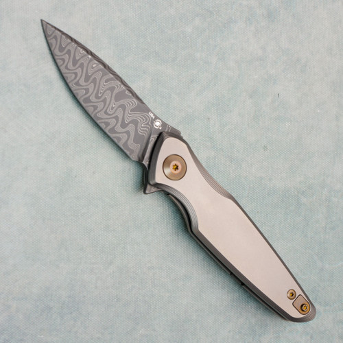 Spartan Blades Pandia Flipper Titanium Handle Damascus Blade Bronze Accents SF16DMBZ