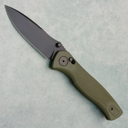 Spartan Blades Eleos Cross Bar Lock OD Green GFN Handle Black Blade SFBL15BKGR