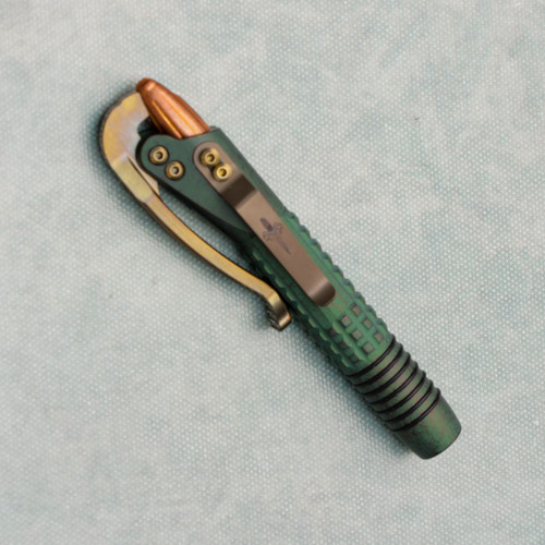 Marfione Custom Siphon II Pen Antique Green Frag Titanium w/ Bronze Lever/Clip Bronze Hardware Copper Tube