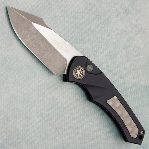 Heretic Knives Pariah Auto Black Handle w/ Battleworn Bubble Inlays Battleworn Blade H048-5A (Pre-owned)