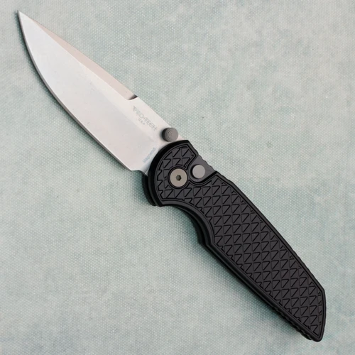 Pro-Tech TR-3 Integrity Button Lock Relic Textured Black Handle Stonewash MagnaCut Blade INT1105