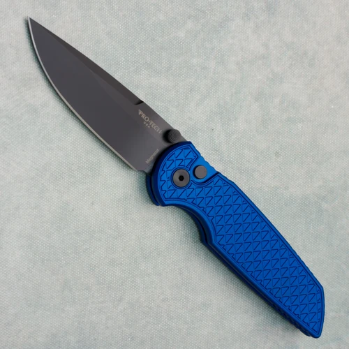 Pro-Tech TR-3 Integrity Button Lock Relic Textured Blue Handle DLC MagnaCut Blade INT1106-BLUE