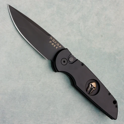 Pro-Tech TR-3.55 Spartan Helmet Black Handle w/ Sterling Silver Inlay DLC Blade Limited Edition