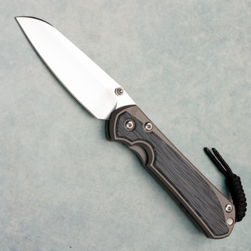 Chris Reeve Large Sebenza 31 Glass Blasted Titanium Frame Lock Folder Black Canvas Micarta Inlay CPM-MagnaCut Insingo Blade L31-1224