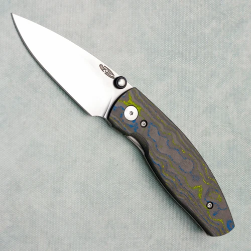 Three Rivers Manufacturing TRM Neutron 2 Frame Lock 3D Bolts Camo Carbon/3D Pinstripes Titanium Handles Stonewashed MagnaCut Blade