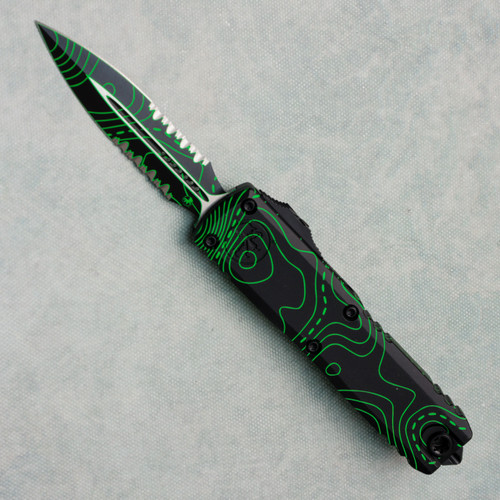 Microtech UTX-85 Gen IV D/E Topographic Black/Orange Camo Full