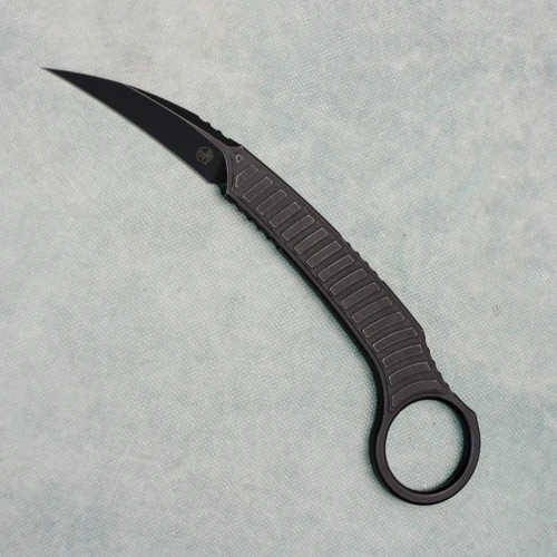 Microtech Bastinelli Feather Karambit S/E Fixed Blade Distressed Black Standard Signature Series 215-1DBKS
