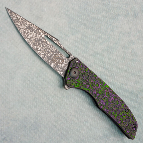 John Gray Custom Slitter V2 Frame Lock Textured World Breaker Camo Carbon/Barked Black Titanium Handle Dark Rain MagnaCut Blade
