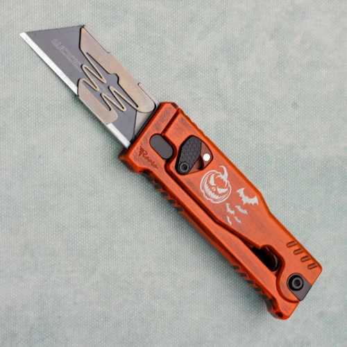 Reate Exo-U Orange With Halloween Bats And Pumpkin Engraving