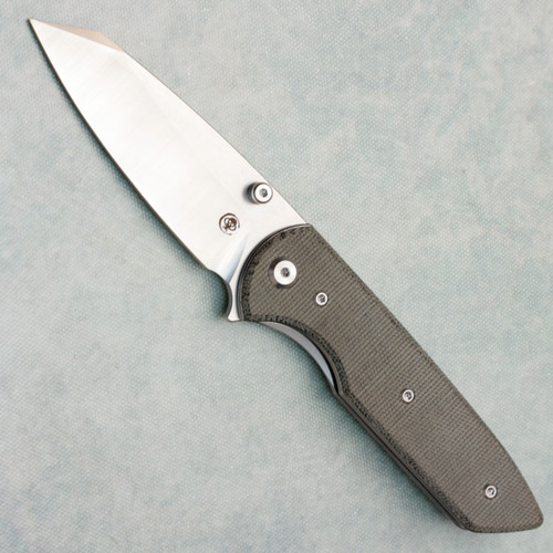 Chaves Knives Brad Blount Arrestor 229 Blue Label Black Micarta Handles Belt Satin Elmax Blade