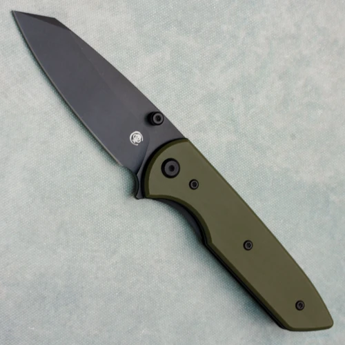 Chaves Knives Brad Blount Arrestor 229 Blue Label OD Green G10 Handles Black PVD Elmax Blade