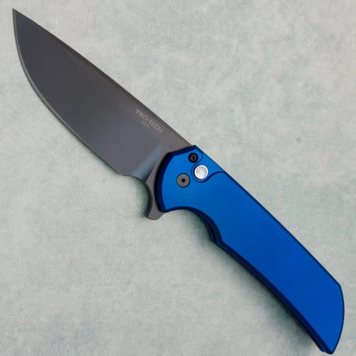 Pro-Tech Mordax Button Lock Flipper Solid Blue Handle DLC Magnacut Blade MX103-LTDBLUE