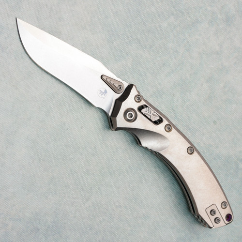 Microtech Marfione Select Amphibian Mini RAM-LOK S/E Stonewash Titanium Stonewash Standard Purple Titanium Accent 137MRL-10MS3