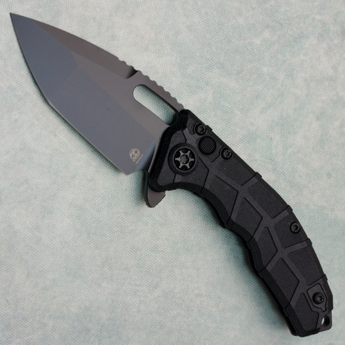 Heretic Knives Martyr Button Lock Manual Tanto Black Polymer Handles Black Blade H057-4A-T