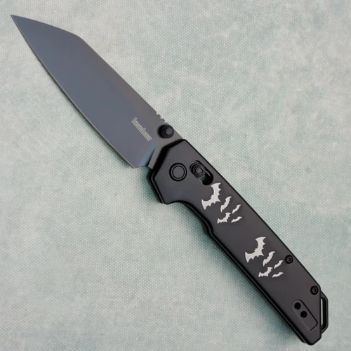 Kershaw Iridium Reverse Tanto DuraLock Black Aluminum Handle Black Blade Halloween Bats 2038RBLK
