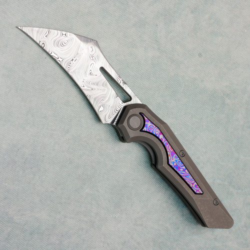 Arcane Design X Brian Brown The Vult Liner Lock Titanium Handle w/ Timascus Inlays Damasteel Blade (Consignment)