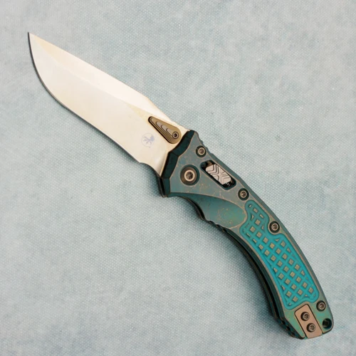 Microtech Marfione Select Amphibian Mini RAM-LOK S/E Antique Green Frag Titanium Bronze Standard Bronze Titanium Accent 137MRL-13FRMS1