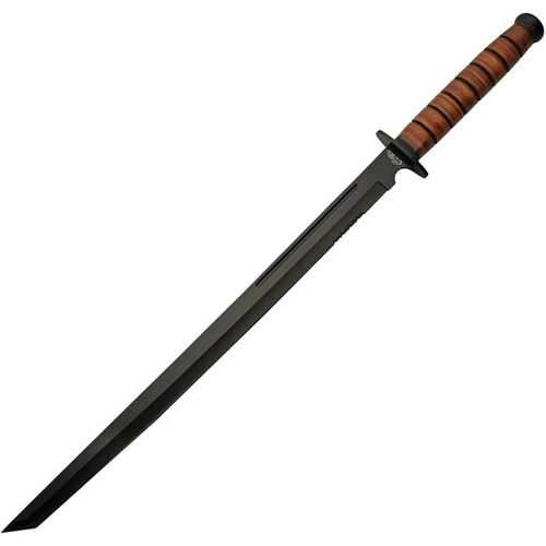 Rite Edge Combat Sword Stacked Leather Handle Black Blade 926969