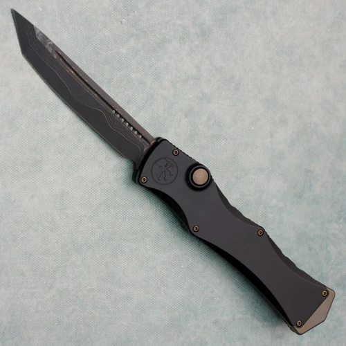Microtech Marfione Select Halo IV T/E Black Handle Etched Baker Forge Coppermai Damascus Blade 1151-16MS1