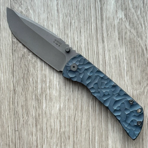 McNees Knives PM MAC 2 3.5 Gen 2 Atomic Blue/Bronze Rocked Titanium Handle Matte Stonewash Drop Point Magnacut Blade