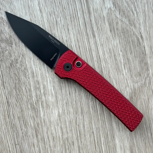 Pro-Tech Chaves Scapegoat Compact Red Carbide Textured Handles DLC MagnaMax Blade BSW26.SCAPEGOAT.2