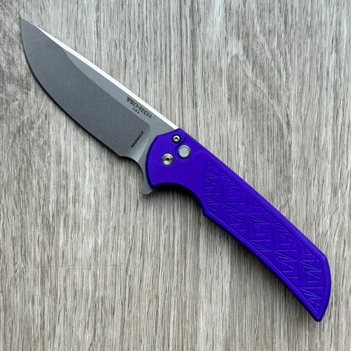 Pro-Tech Mordax Button Lock Flipper Nexus Textured Purple Handle Stonewash MagnaCut Blade BSW26.MORDAX.1