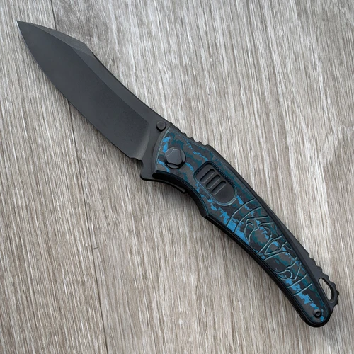 G&G Hawk Talon Auto DLC Titanium Handle w/ Arctic Storm Crosscut Inlays DLC Blade