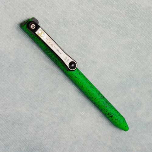 Heretic Knives Maverick Customs Scribe Flipper Pen Green Black Splatter H083-GRN-BLKSP