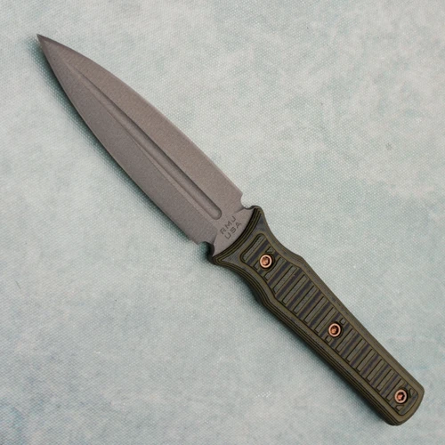 RMJ USA Orlando Special Fixed Blade Dirty Olive G10 Handle Tungsten Cerakote Blade