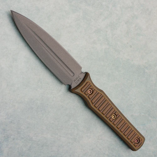 RMJ USA Orlando Special Fixed Blade Hyena Brown G10 Handle Tungsten Cerakote Blade