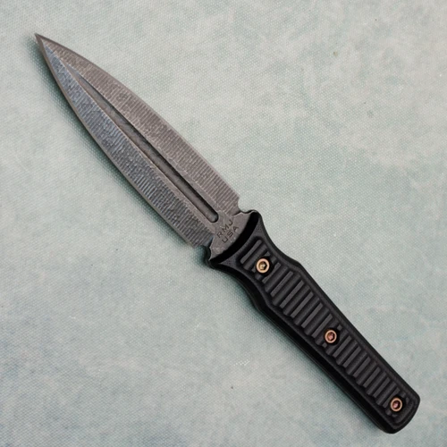 RMJ USA Orlando Special Fixed Blade Black G10 Handle Acid Etched Blade