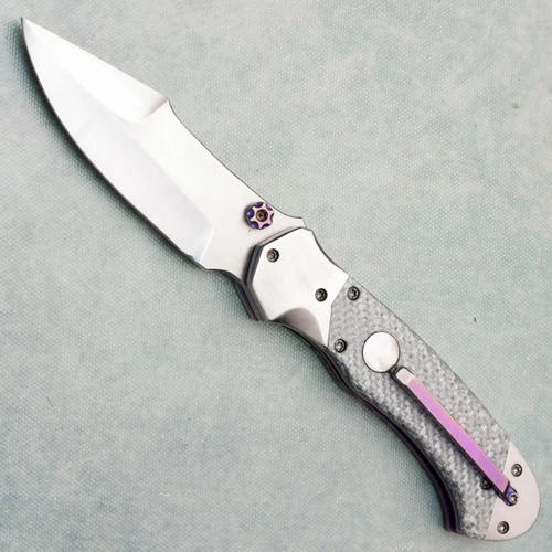 Brandon Vallotton Custom Small Wave Breaker Dual Action Silver Twill Carbon Fiber Handles w/ Steel Bolsters Satin Blade Prototype AE Exclusive