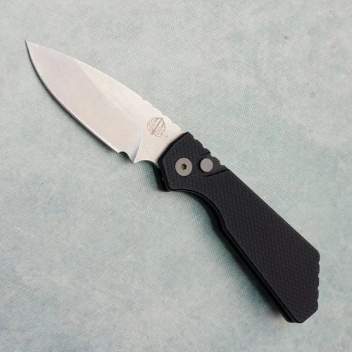 Pro-Tech Strider PT+ Auto Textured Black Handle Stonewash MagnaCut Blade PT205 (Consignment)