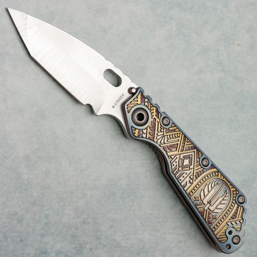 Strider Knives Ti2 Design SMF Frame Lock Custom Titanium Handle Stonewash/Satin Tanto CPM-S35VN Blade