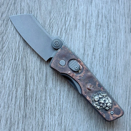Serge Knives Custom Guppy Hawk Lock Titanium Handle w/ Copper Onlays MagnaCut Blade