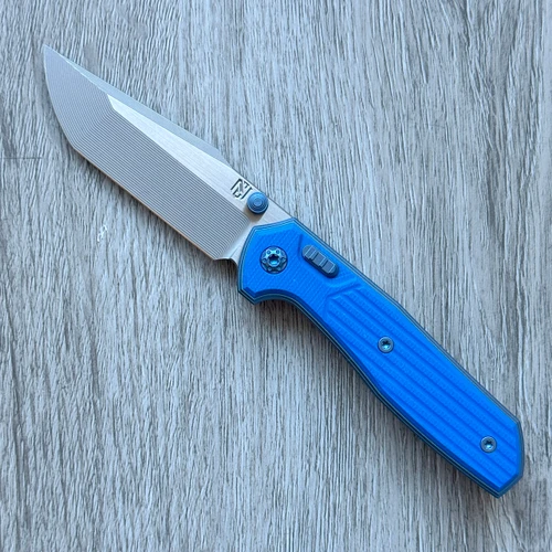 NCC Knives Ragnarok Hawk V4 Hawk Lock Zirblast Blue Titanium Handles w/ Blue G-10 Overlays Glass Blast w/ Satin Flats Harpoon Tanto Blade