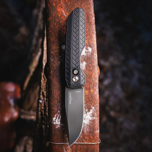 Pro-Tech Vero Synapse 2 Black Herringbone Textured Aluminum Handles Smoky Grey DLC MagnaCut Blade CCKSF26.VERO.1