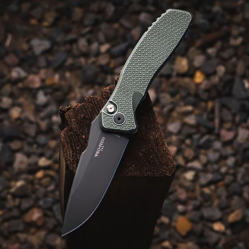 Pro-Tech Spartan Blades Pallas Auto Battleworn Green Carbide Textured Aluminum Handle DLC MagnaCutBlade CCKSF26.PALLAS.1