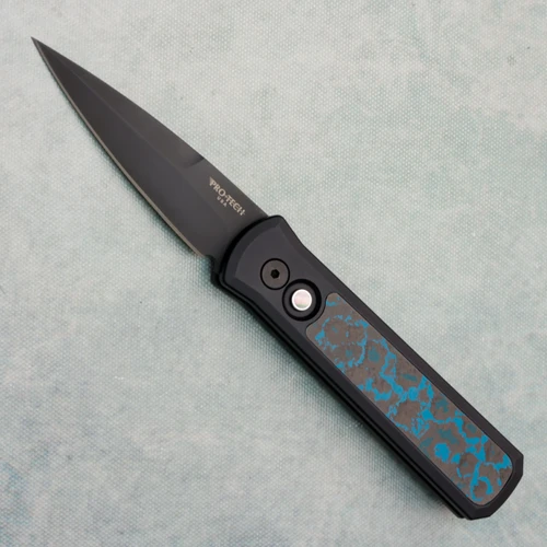 Pro-Tech Godson Black Handle w/ Arctic Storm Fat Carbon Inlay DLC Blade 7FC02