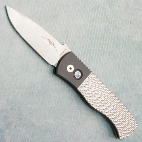 Pro-Tech Emerson Auto Spearpoint 2-Tone Blasted/Machined Jigged Titanium Handles Stonewash 20CV Blade