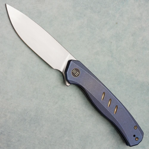 We Knife Co. Seer Frame Lock Blue Titanium Handle Hand Rubbed Satin Blade WE20015-2