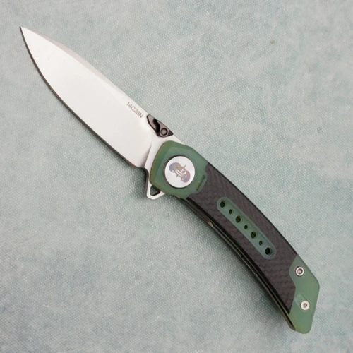 Toadfish TF8071 Liner Lock Jade G10 Handles w/ Carbon Fiber Inlays Satin Blade (Pre-owned)