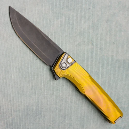 MachineWise Sonora Button Lock Flipper Rose Gold Titanium Integral Handle Titanium Bolster DLC S90V S Grind Blade