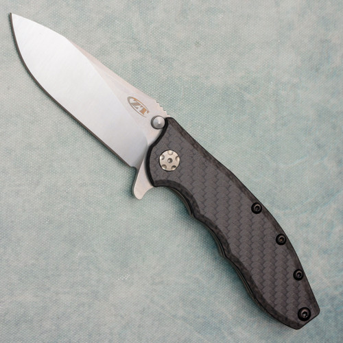 Zero Tolerance 0562CF Hinderer Slicer Frame Lock Flipper Titanium Handle w/ Carbon Fiber Top Satin MagnaCut Blade