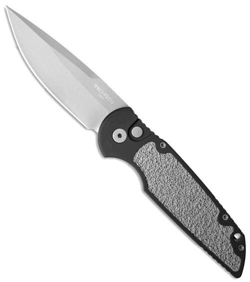 Pro-Tech TR-3 R1 Black Handle w/ Gray Non-Slip Inlay Bead Blast Blade